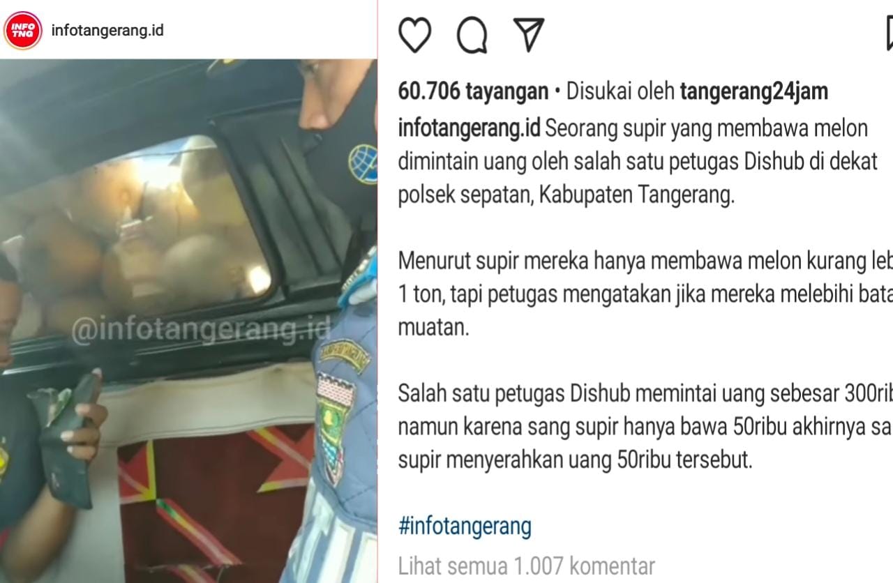 Diduga Pungli, Oknum Dishub Minta Uang ke Sopir Pengangkut Buah Melon di Sepatan Tangerang