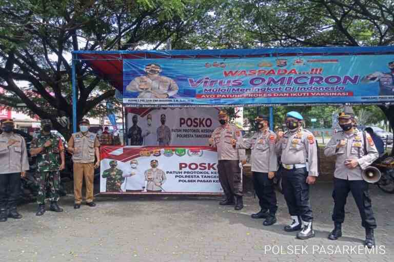 Sinergi Tiga Pilar Perketat Prokes, Polsek Pasar Kemis Gelar Operasi Yustisi